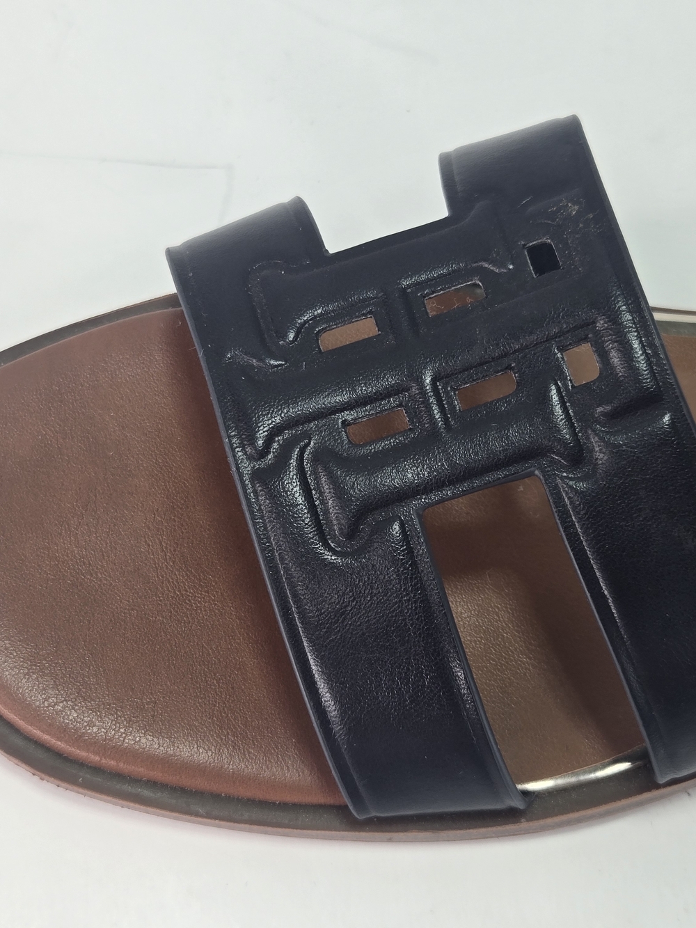 Tommy Hilfiger Terenz Navy Leather Slide Sandals Women's Size 9 - Picture 7 of 12
